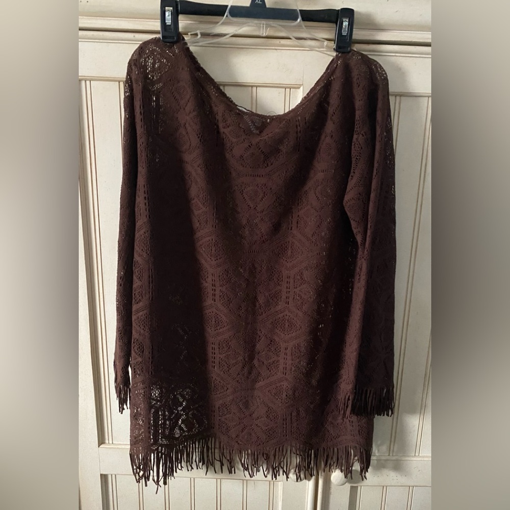Women’s brown lacy beach/swimsuit cover up. Med.